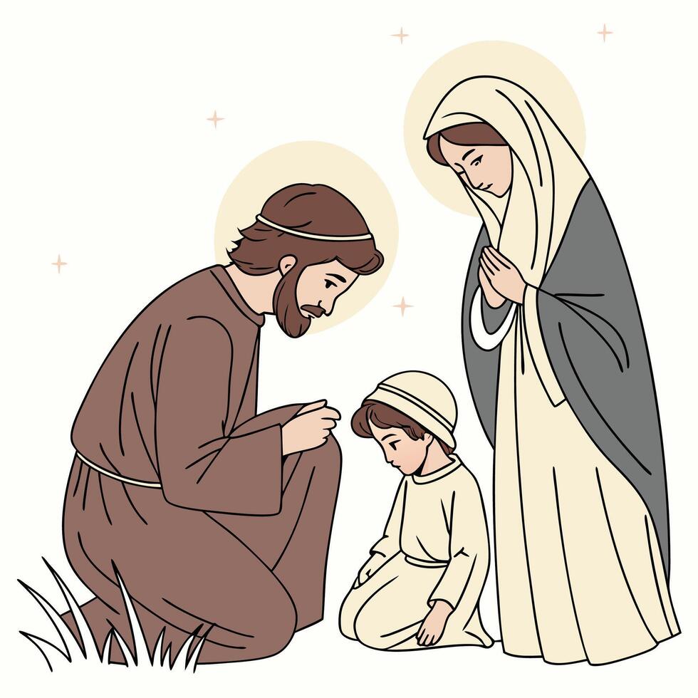 the holy family with jesus and mary vector