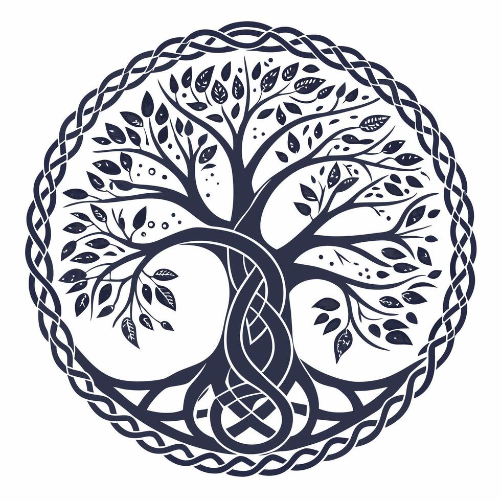 the celtic tree of life in a circle vector