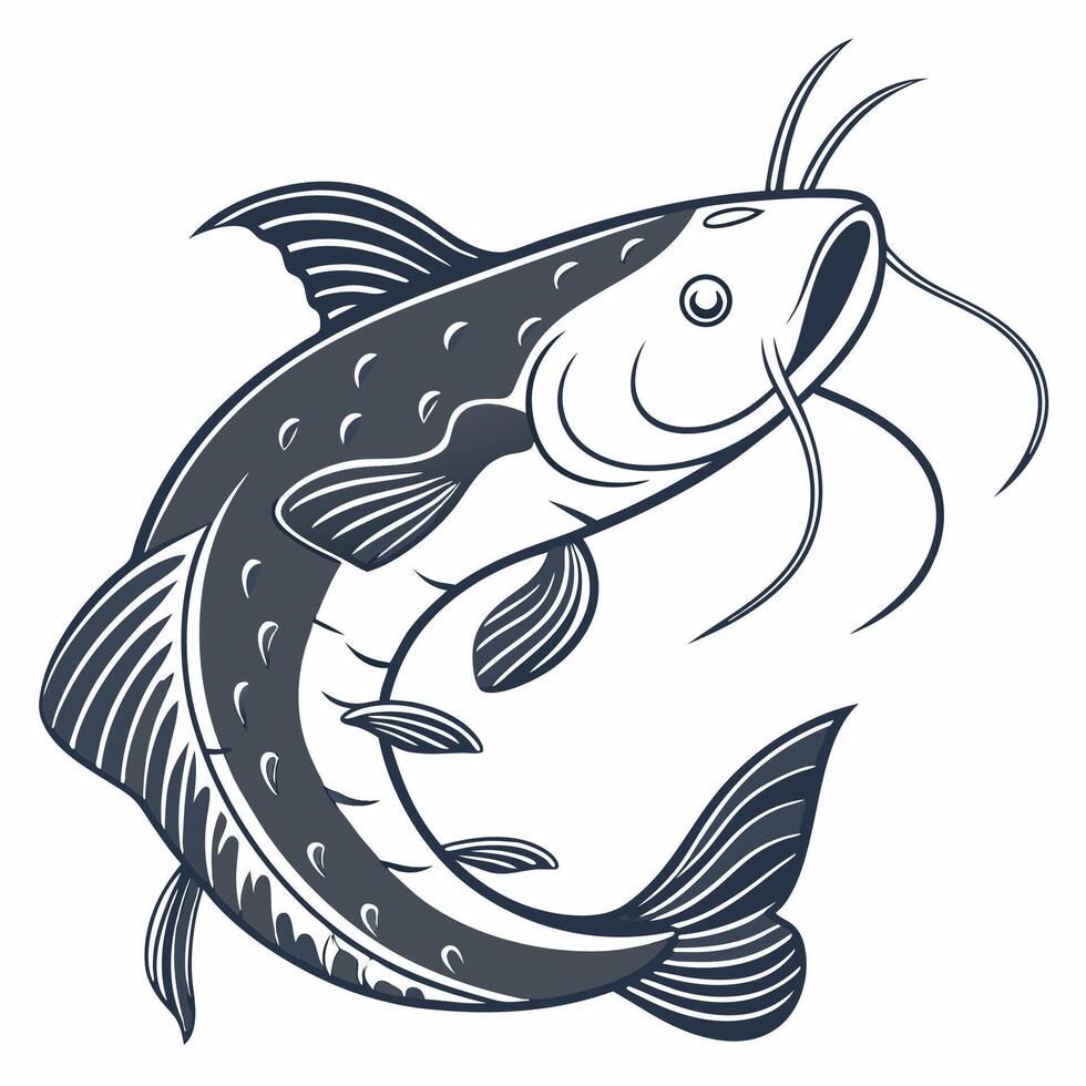 catfish fish logo design vector