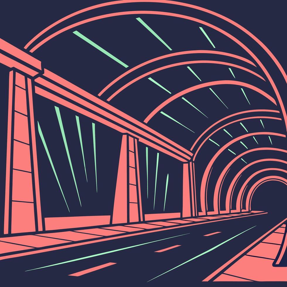 a tunnel with a road going through it vector