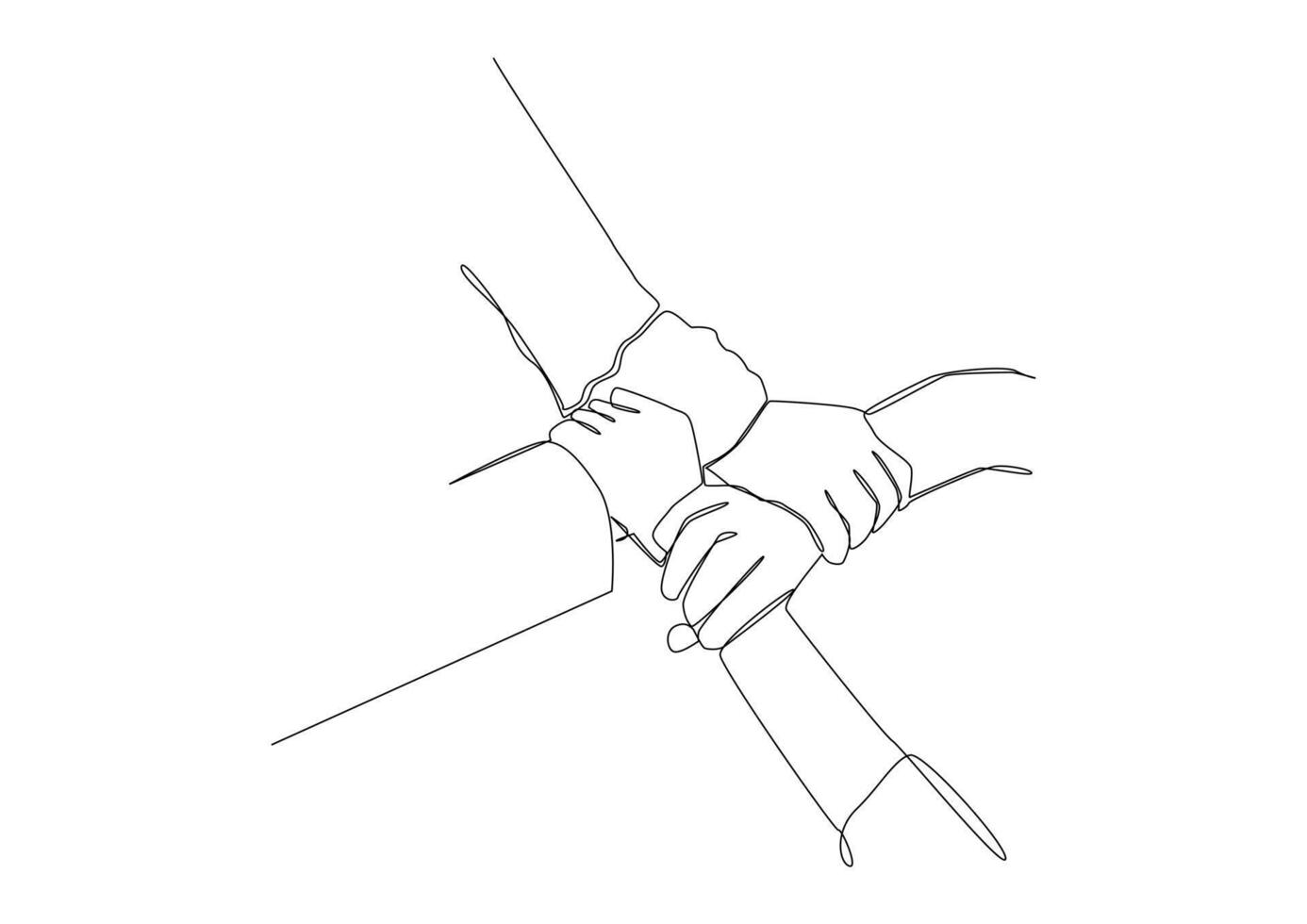 Continuous One Line Drawing Hands Forming Unity Stock . vector