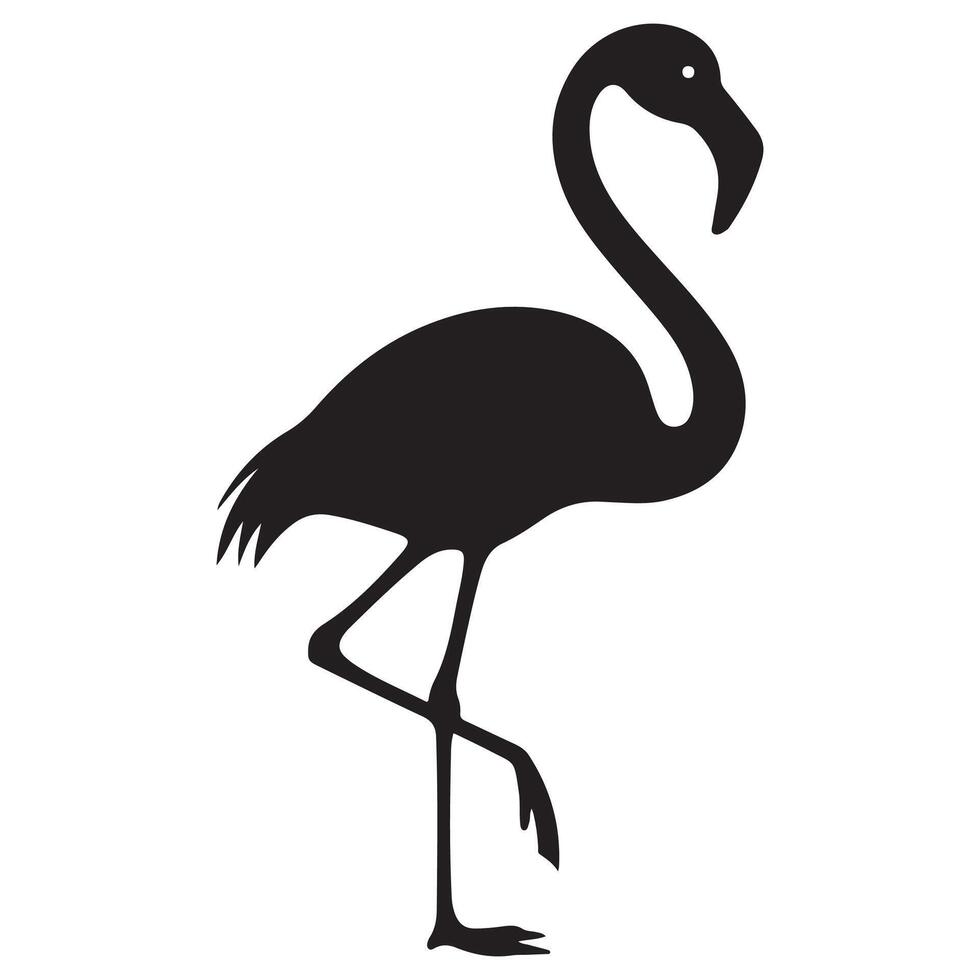 Simple Black Silhouette of a Flamingo vector