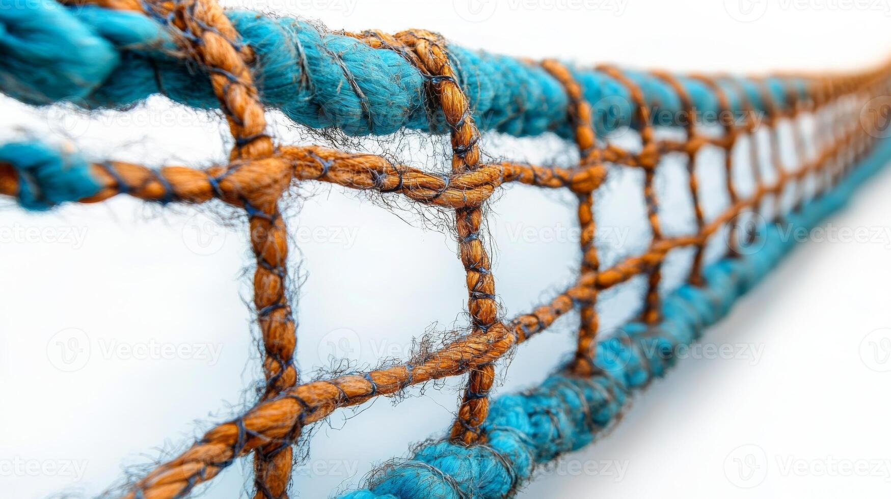 Close-up of Blue and Orange Rope Netting photo