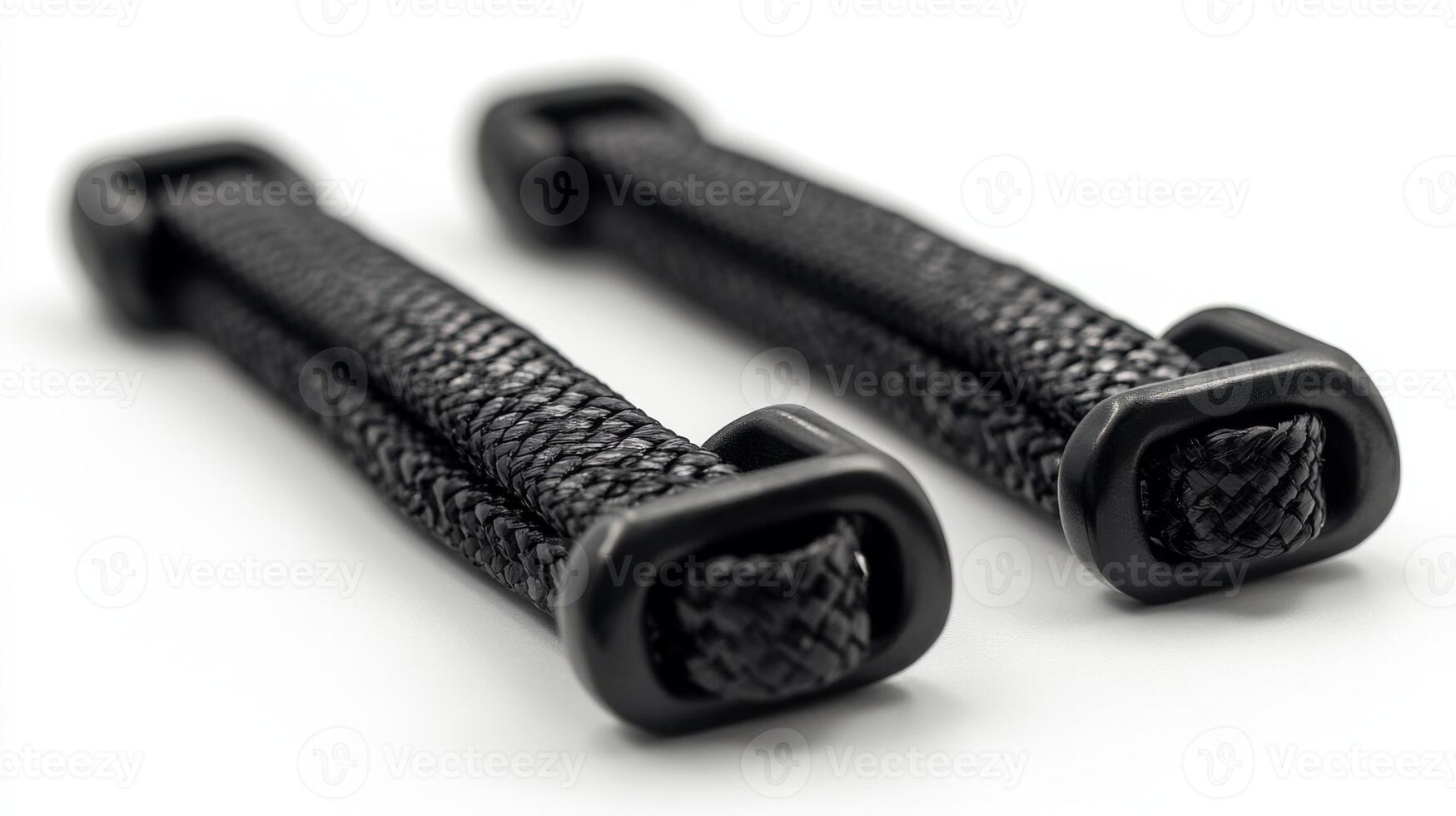 Two Black Braided Straps With Metal Loops photo