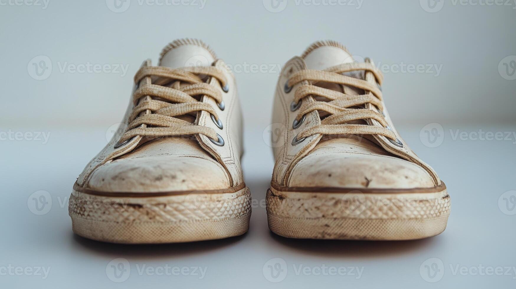 Dirty White Canvas Sneakers Closeup photo