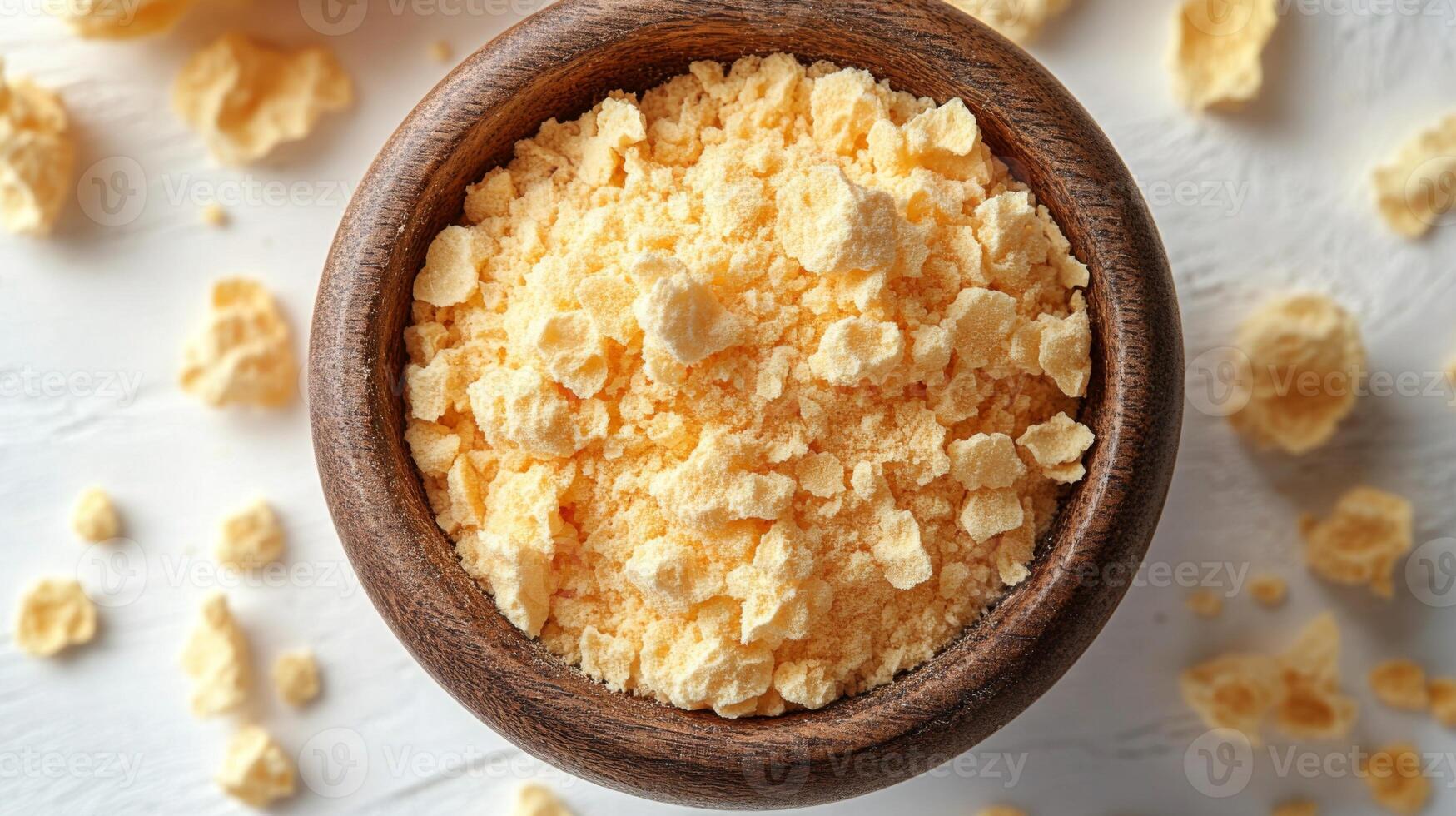Dried Egg Yolk Powder in a Wooden Bowl photo