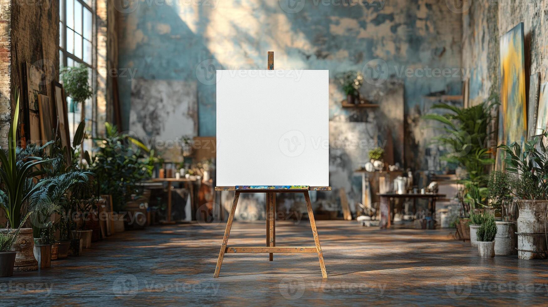 Blank Canvas in an Artist's Studio, A Vision of Creativity photo