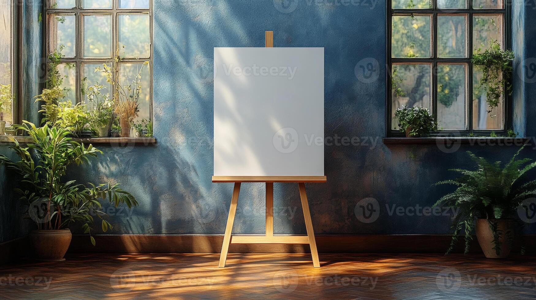 Blank Canvas in a Sunlit Studio photo