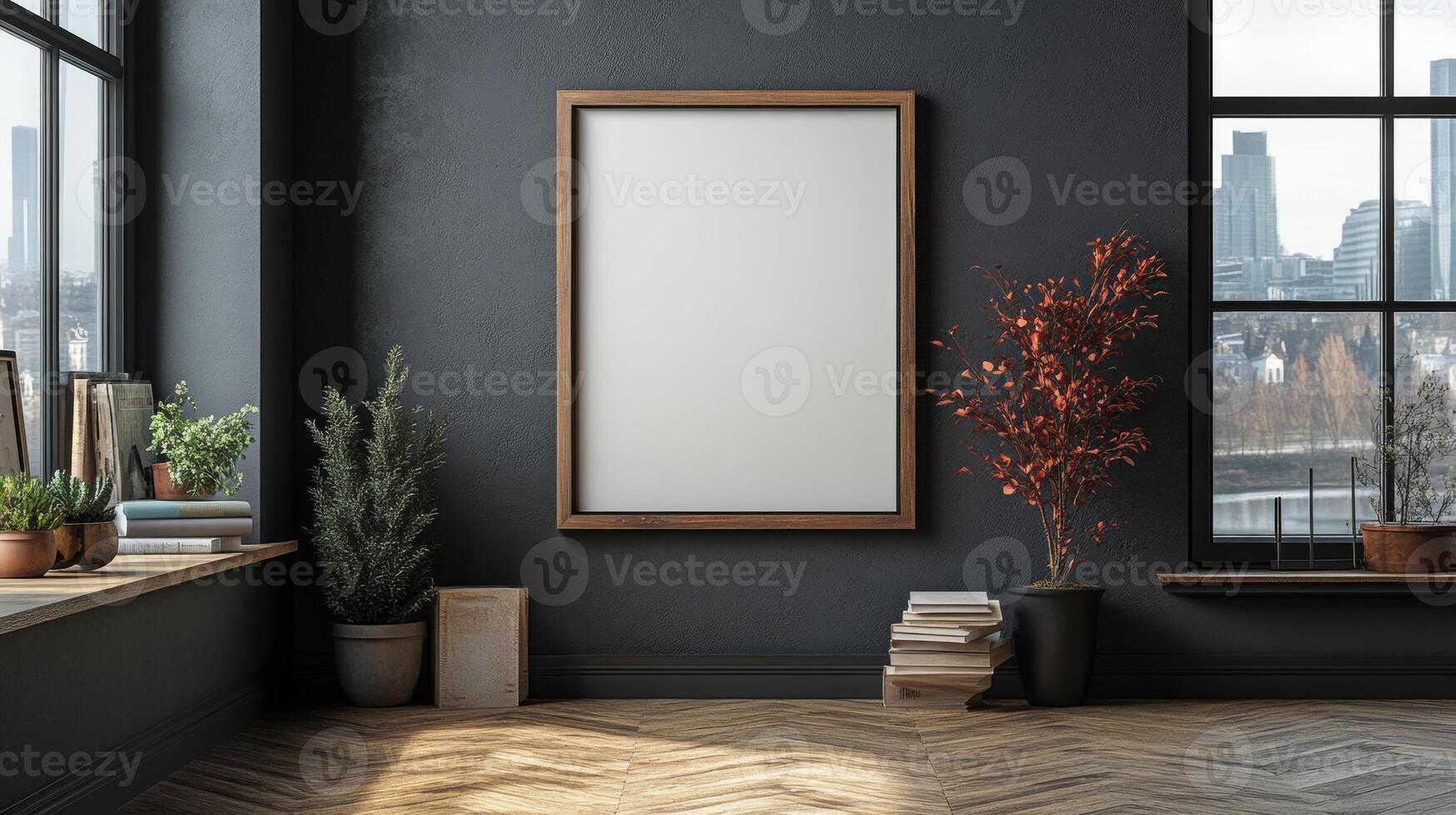 Modern Minimalist Interior Design with Blank Canvas photo