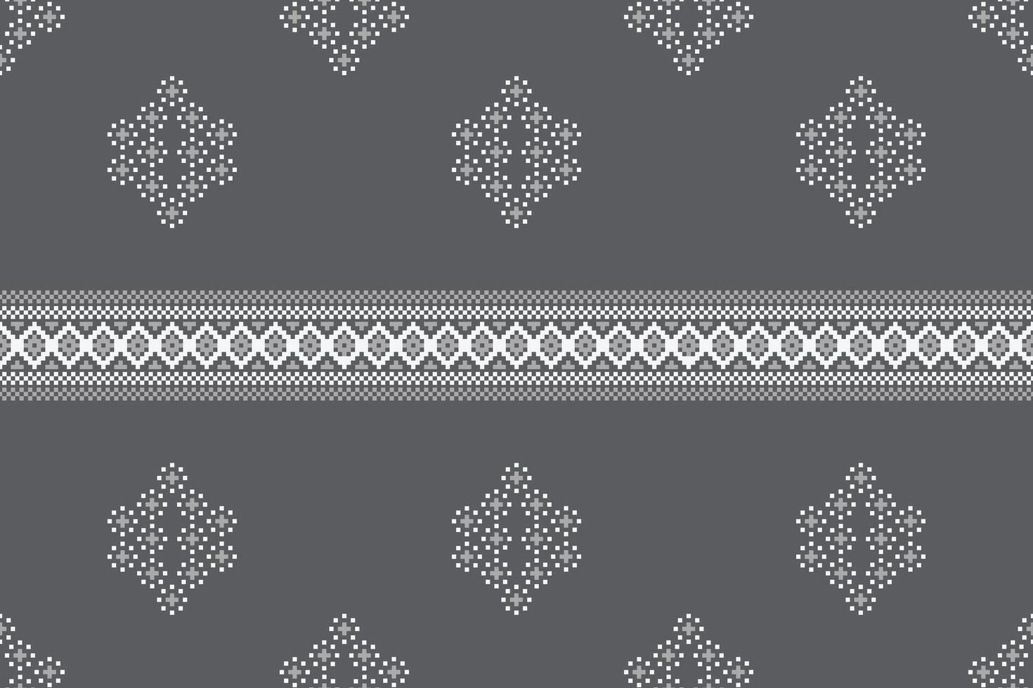 Pixel design of ethnic pattern gray grey color background motif. vector
