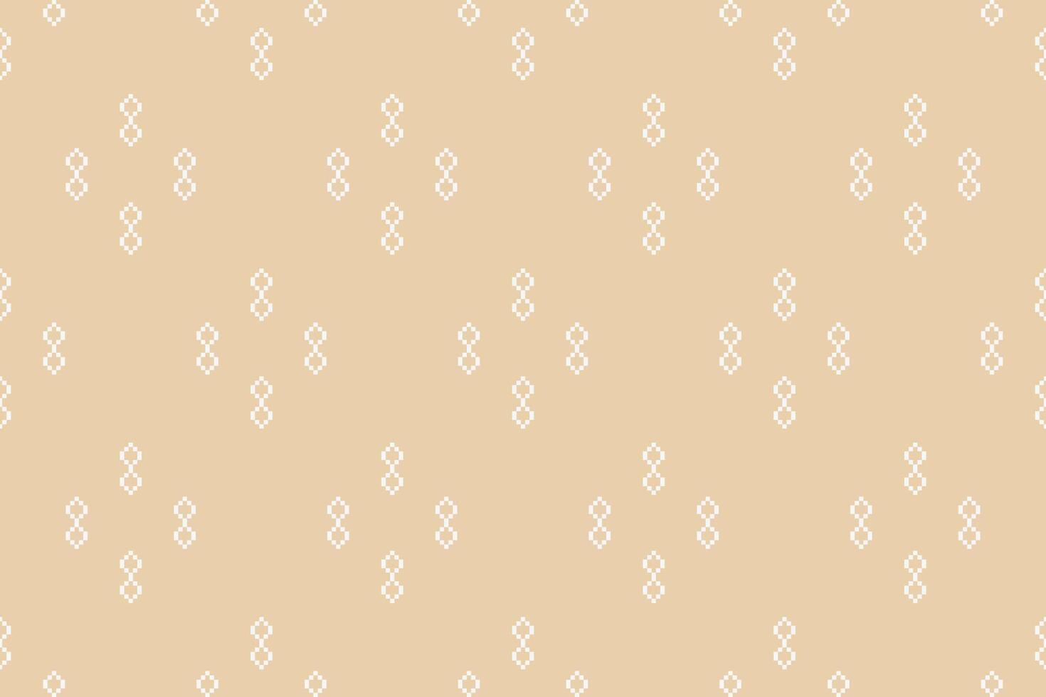 Cross stitch motif fabric pattern brown cream color background ethnic pattern decor. vector