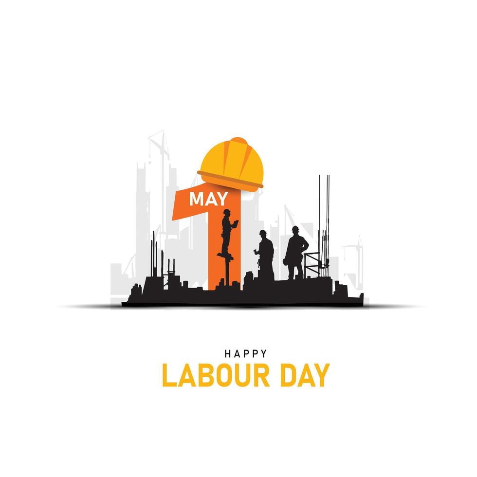 International workers day or Happy Labour day post design banner poster illustration with workers vector