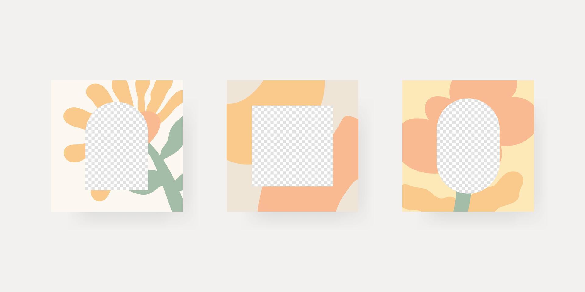 Three cards with floral designs on them vector