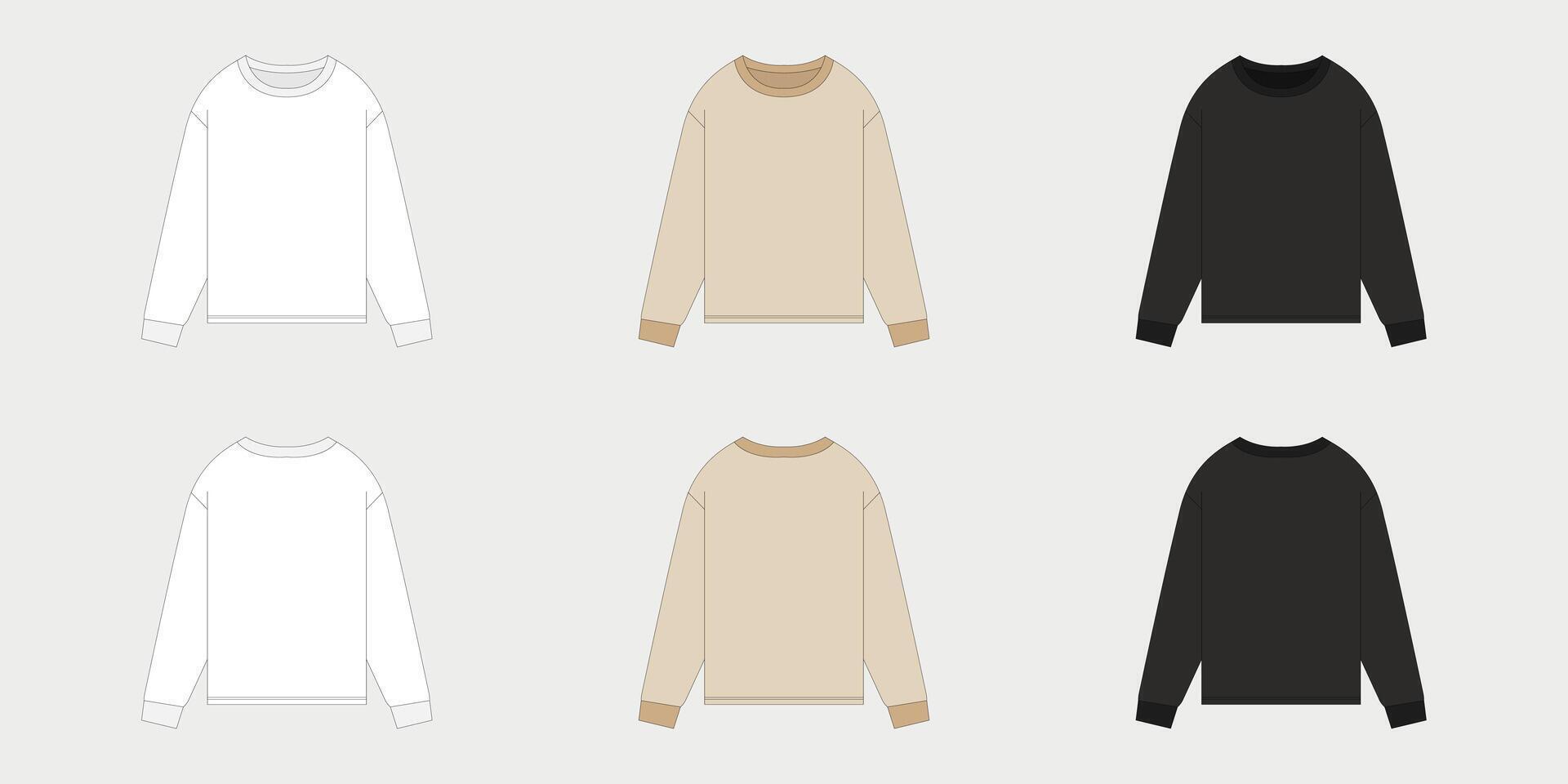 Sweater fashion mockup template. Front and back view. illustration vector