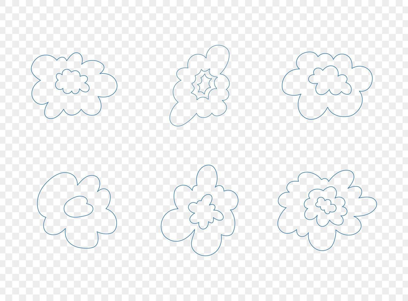 Set of abstract doodle flower line art. Flower doodle art. illustration vector