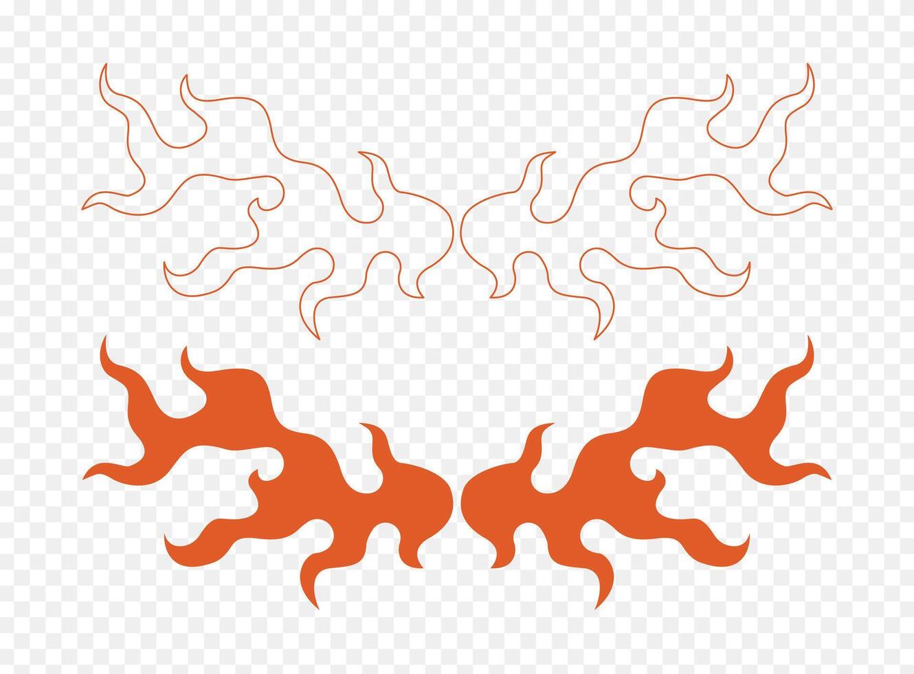 Abstract neo tribal element. Flames and fire design. Aesthetic y2k cyber gothic style. vector