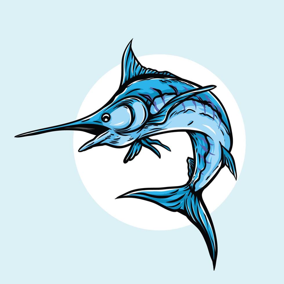 Blue marlin fish illustration vector