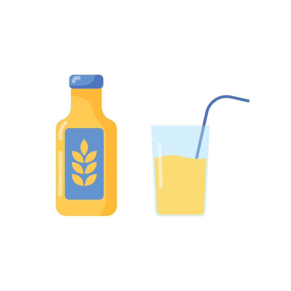 Oat milk or rice milk. vegan lactose free drink concept or wheat germ milk for vegetarians. Vegan milk glass. vector