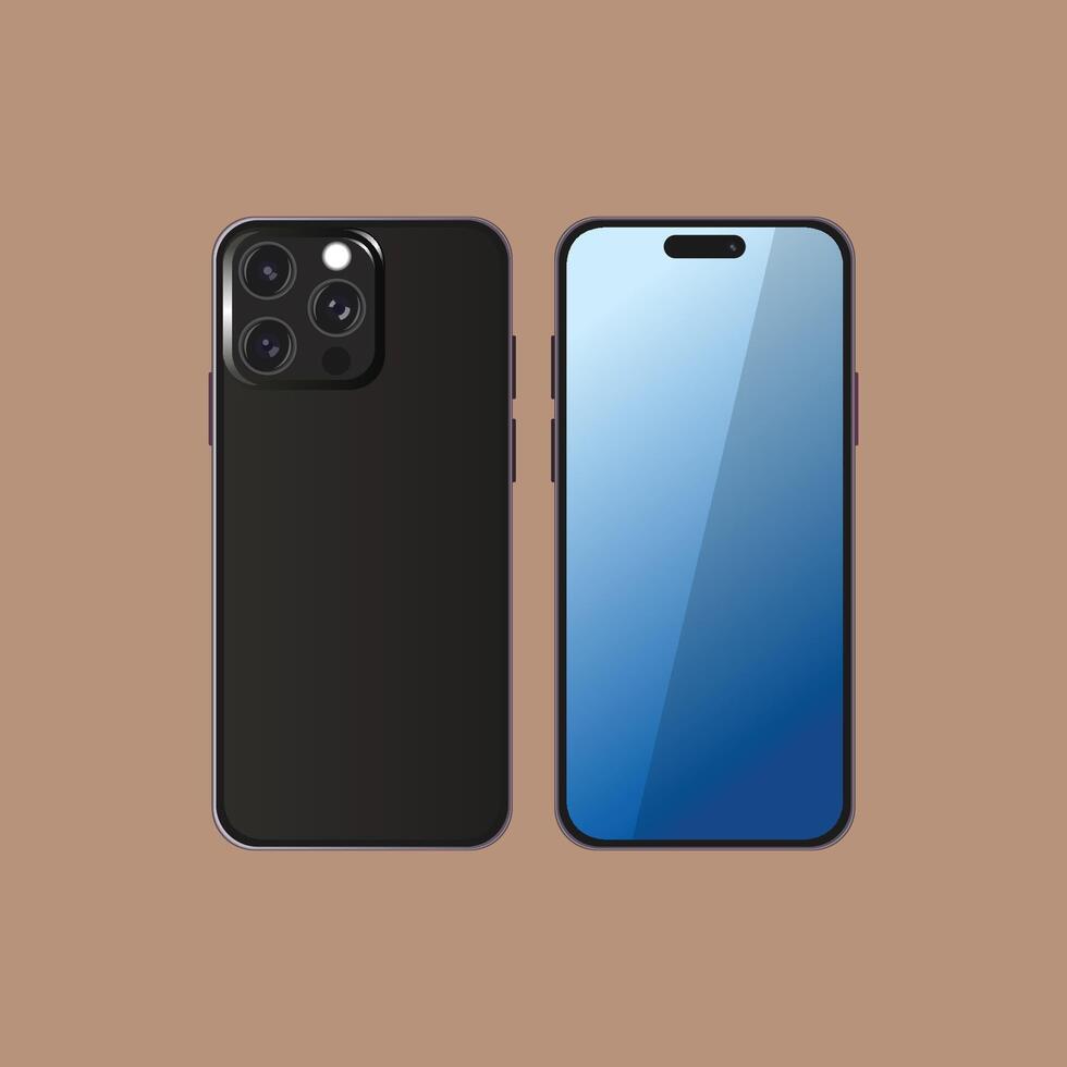 Mobile Phones Front And Back Illustration. vector
