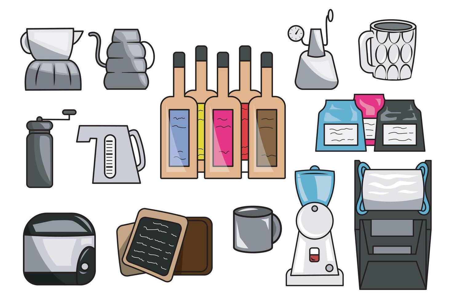 coffee shop equipment set. simple coffee equipment vector