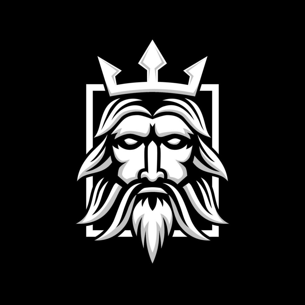 abstract poseidon god face logo vector