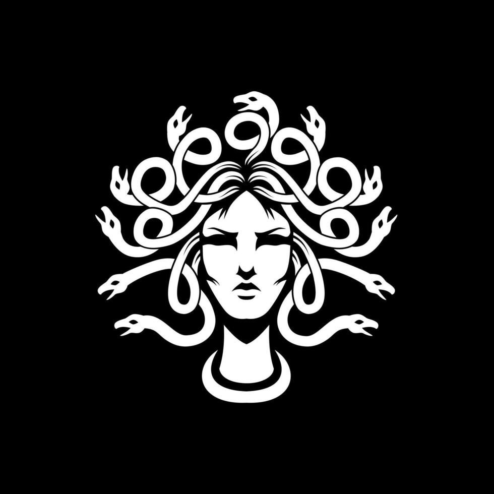 medusa head logo with abstract snake vector