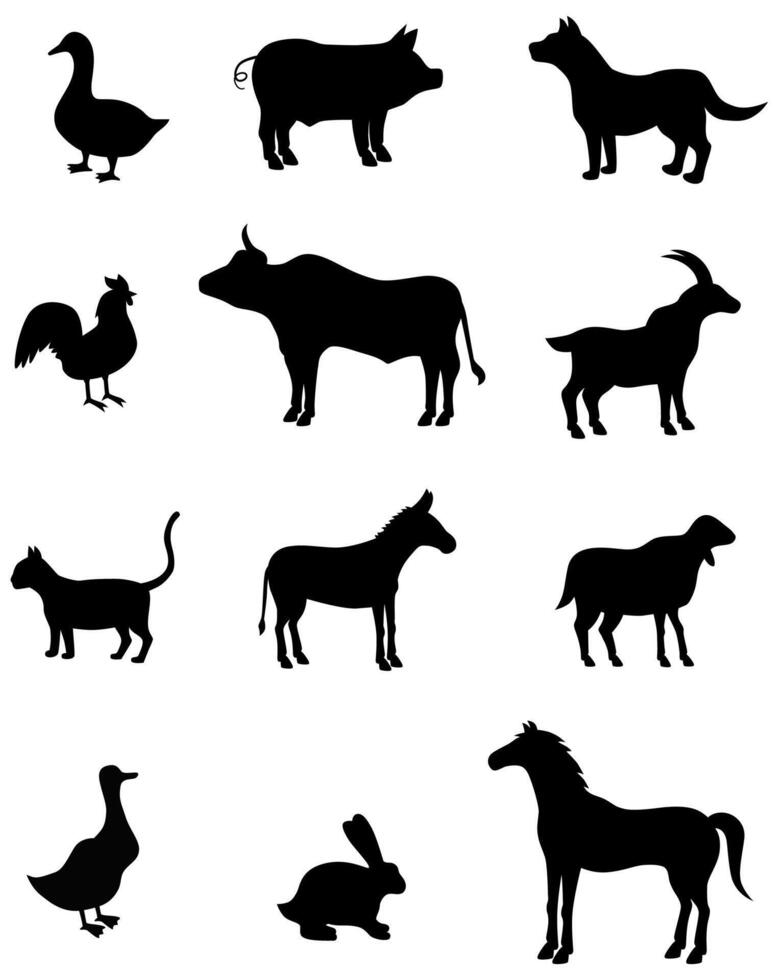 Farm animals icons set vector