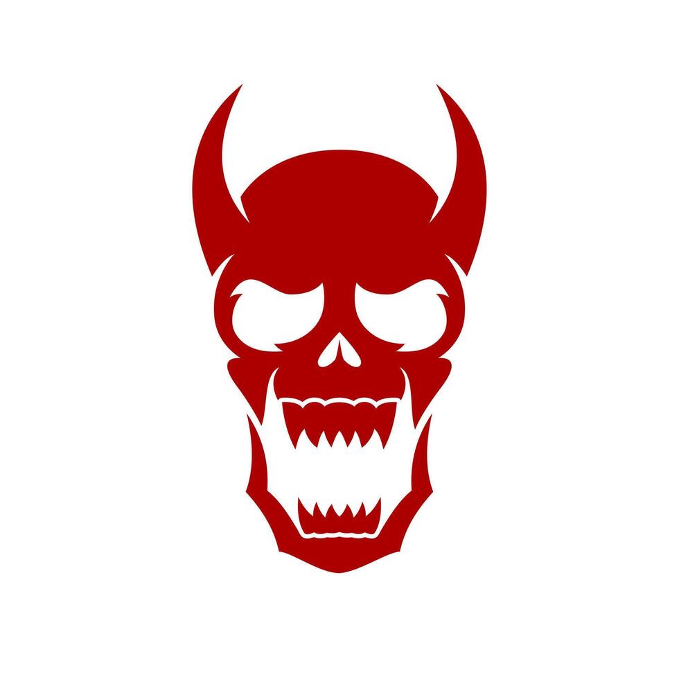 abstract red devil skull logo vector