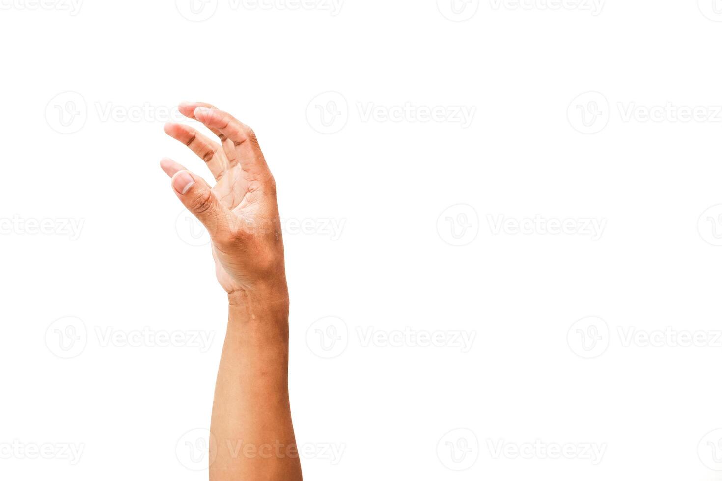 Reaching hand in a pristine white void, symbol of hope and opportunity photo