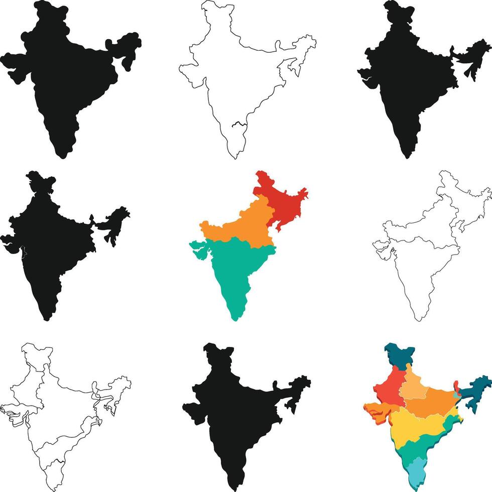 India map Silhouette illustration. India's world background is isolated. Maps of India vector