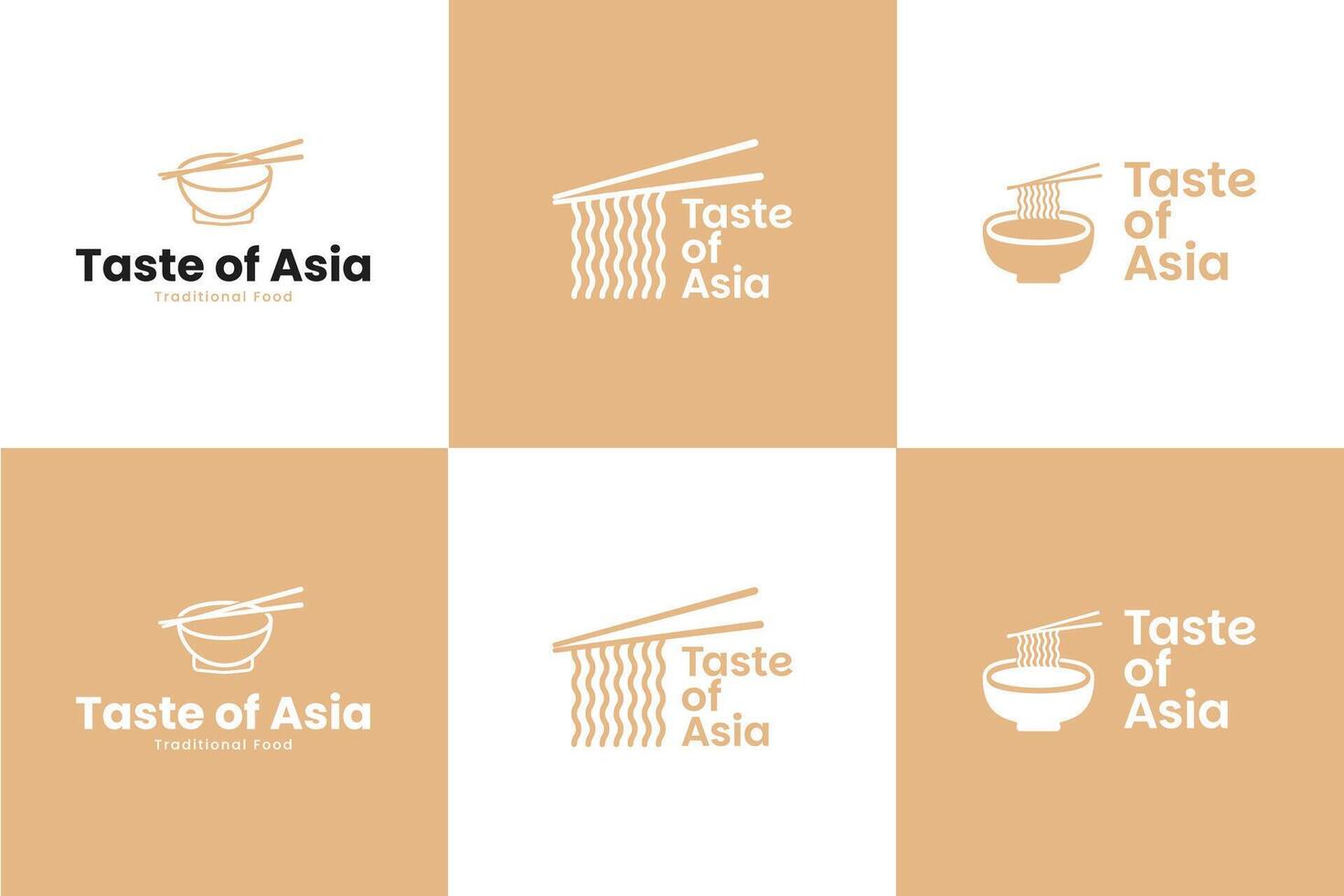 Set collection of asian food logo design template illustration vector