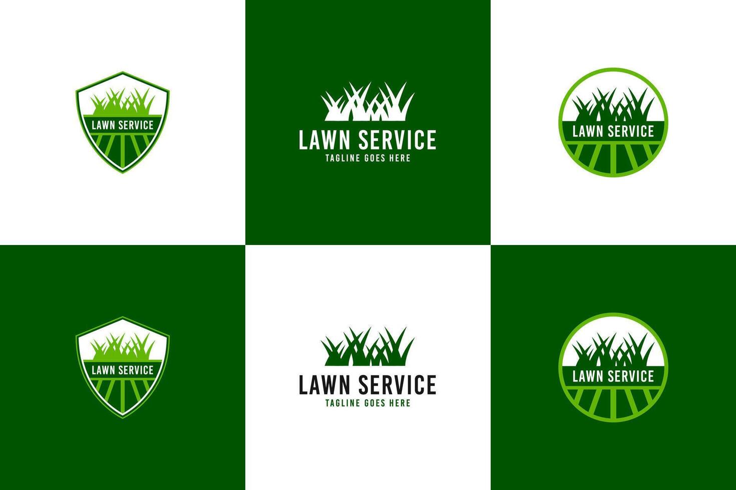 Set collection of lawn service logo design template illustration idea vector