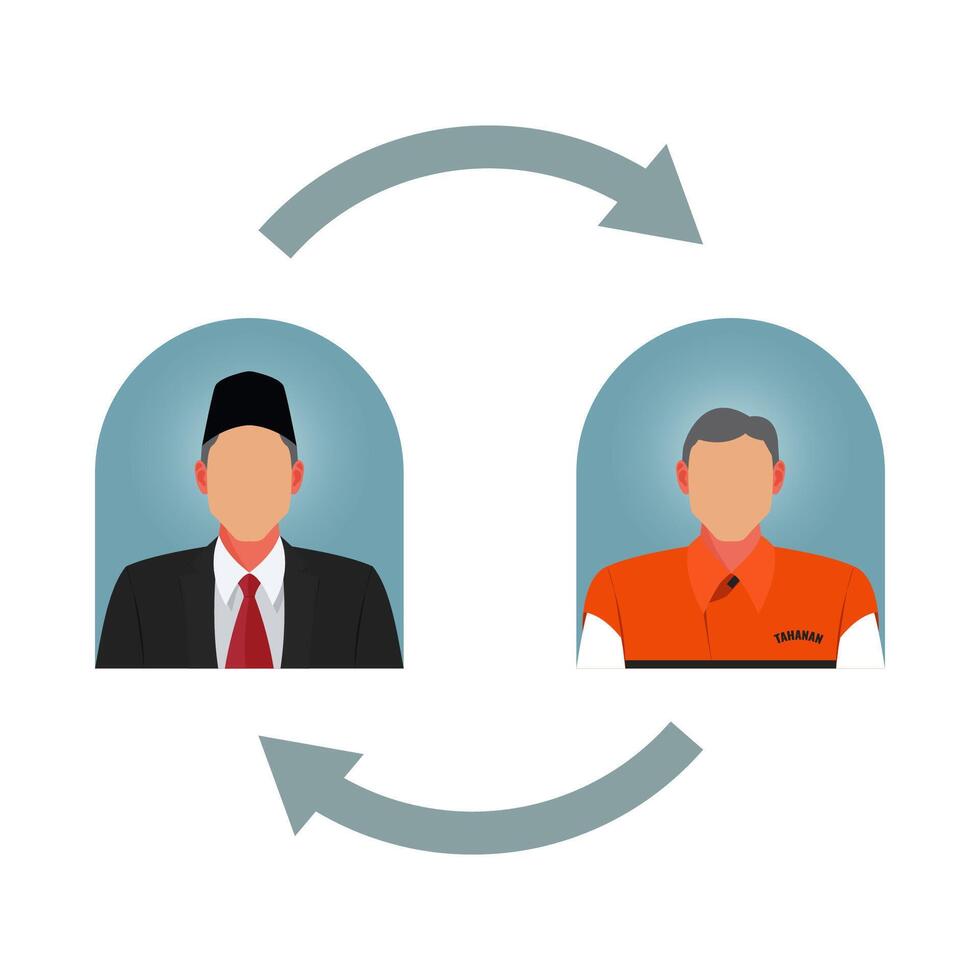 Cycle of state officials becoming prisoners and vice versa in corrupt countries vector