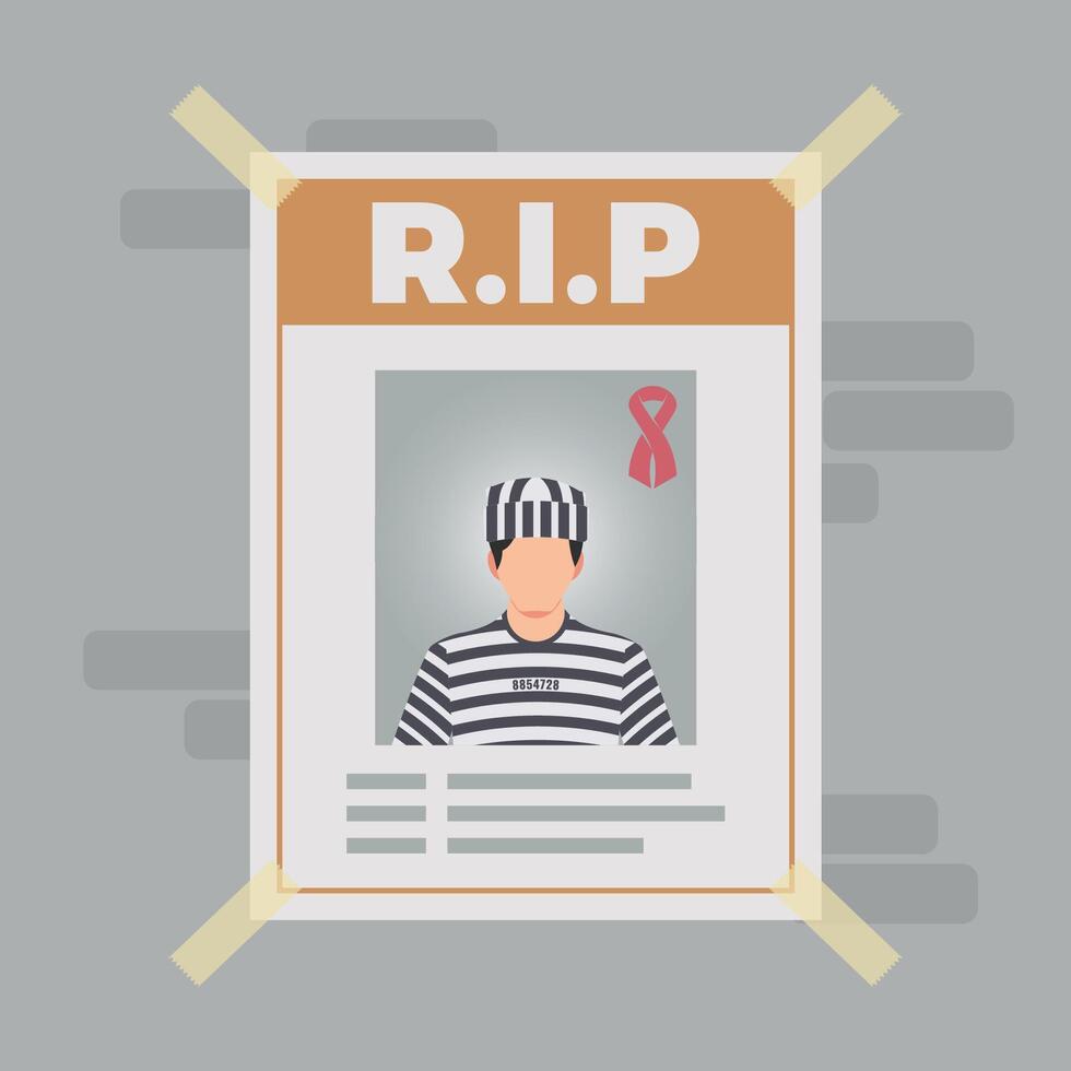 Rest in peace the prisoner. Death penalty concept illustration vector