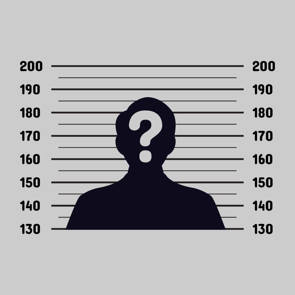 Silhouette of prisoner. Police mugshot design vector