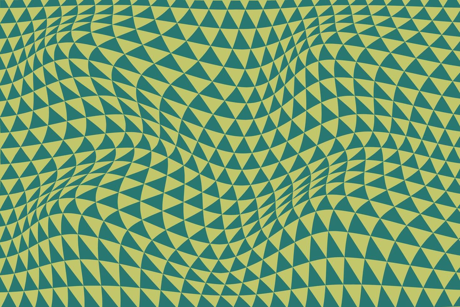simple abstract dark color triangle wavy distort pattern on light olive color background dynamic optical illusion triangle pattern with distorted geometry in yellow and green vector