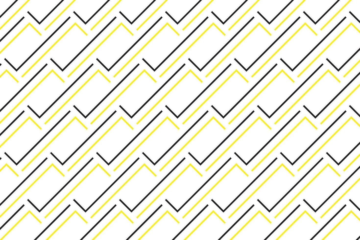 simple abstract asymmetrical black yellow line pattern diagonal geometric pattern with black and yellow zigzag lines on white background vector