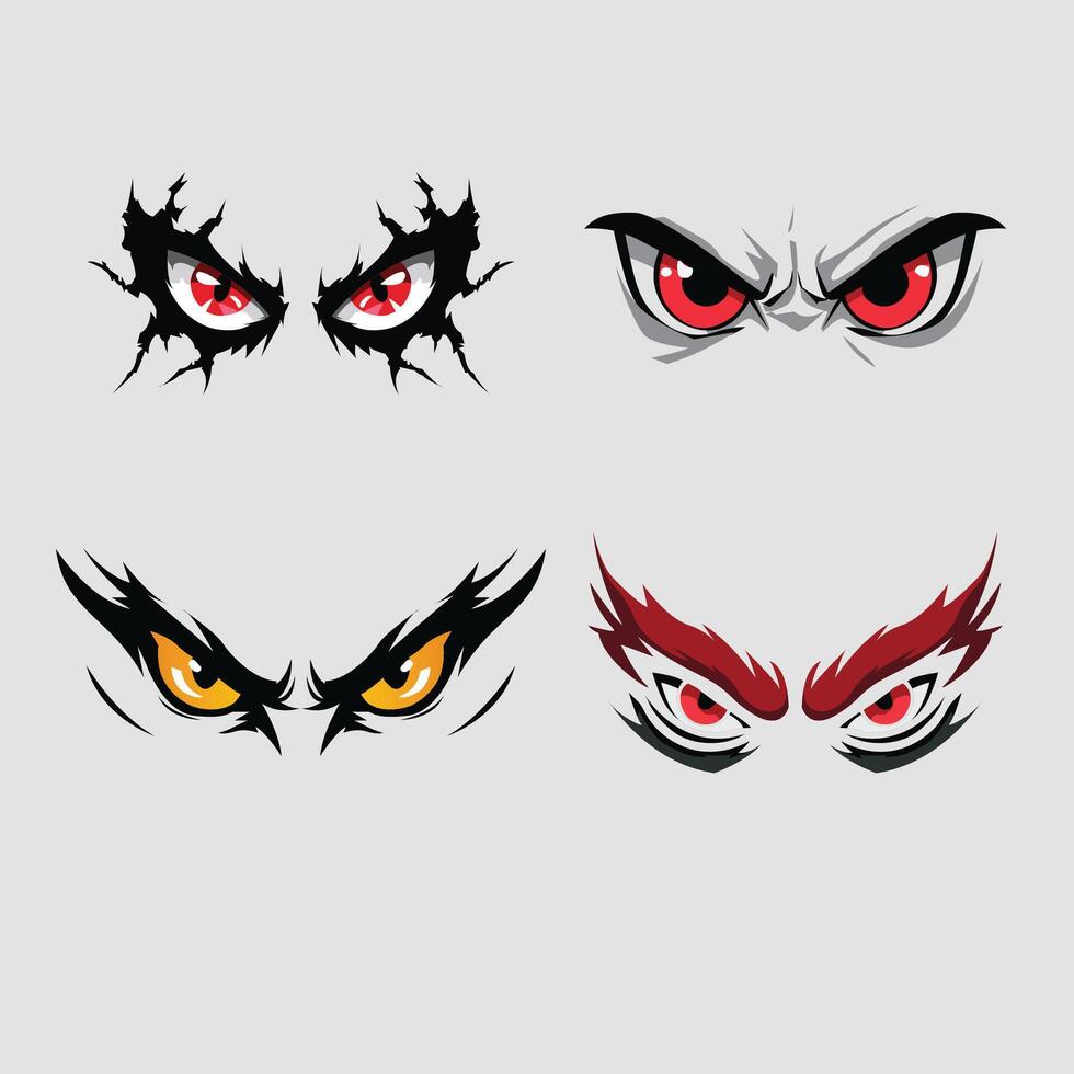 Evil Angry Monster Eyes Illustration - Scary Eyes Clipart Design vector