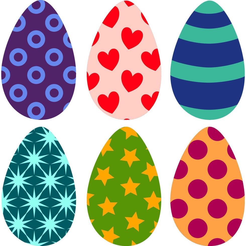 set of flat easter eggs on transparent background vector