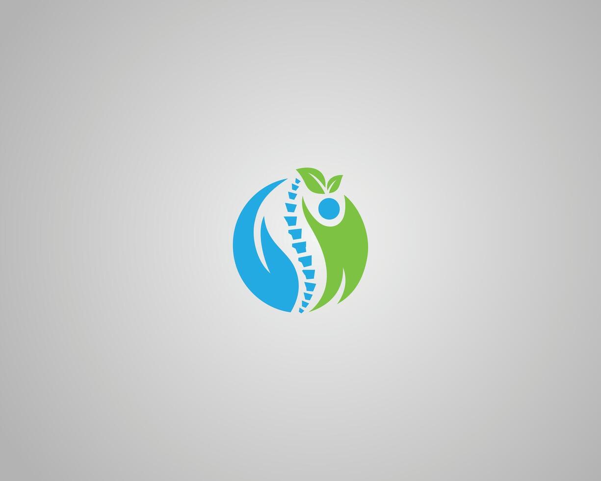 Chiropractic and Healthcare Logo with Spine, Person, and Leaves vector