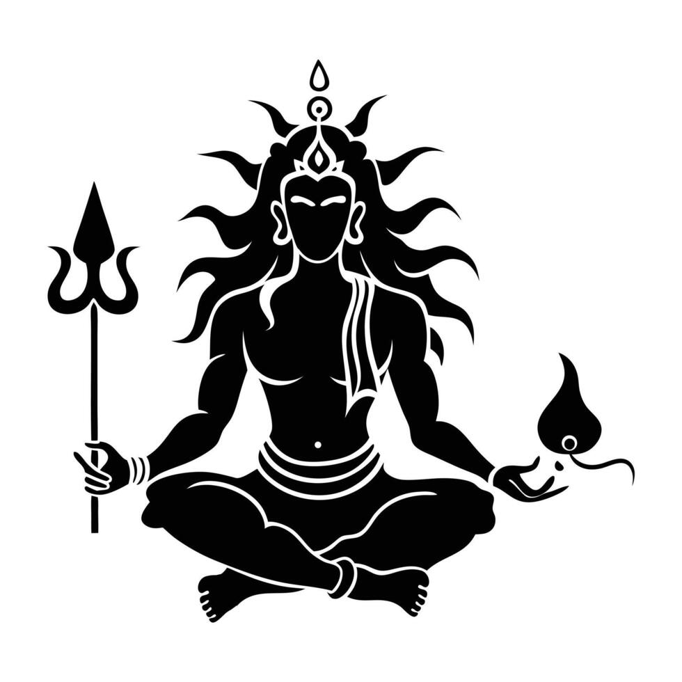 Adiyogis Silhouette The Source of Spiritual Energy vector