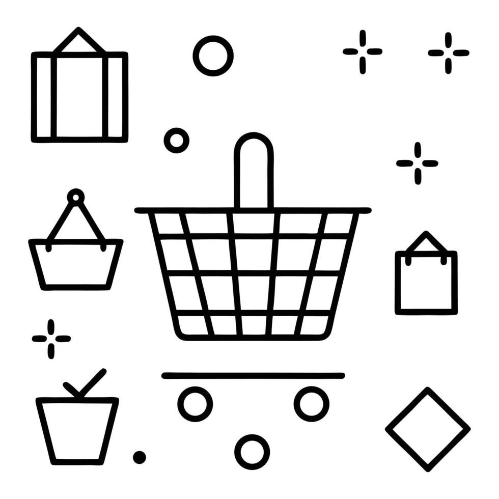 shopping cart line icon design vector