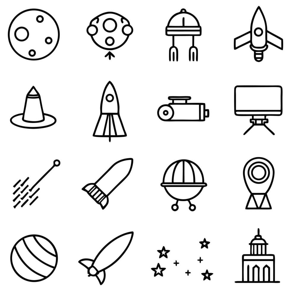 creative space and rocket icons set design vector