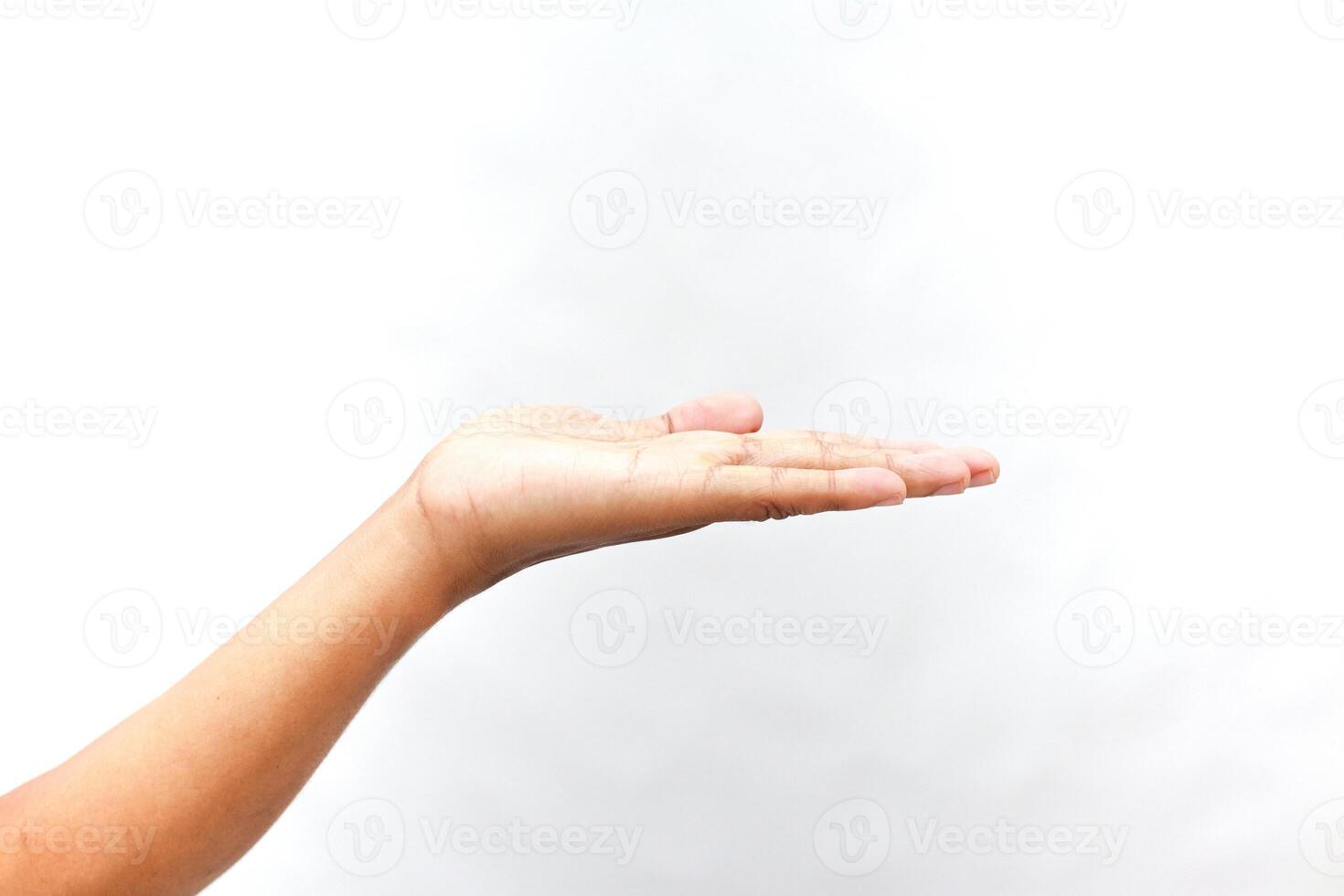 Open palm presentation against a clean white background for product display photo