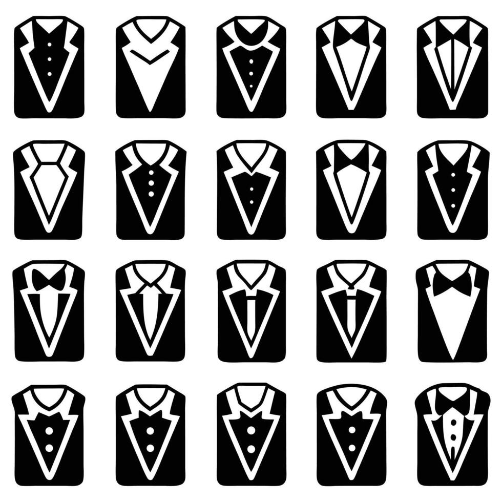 a set of black and white tuxedo icons vector