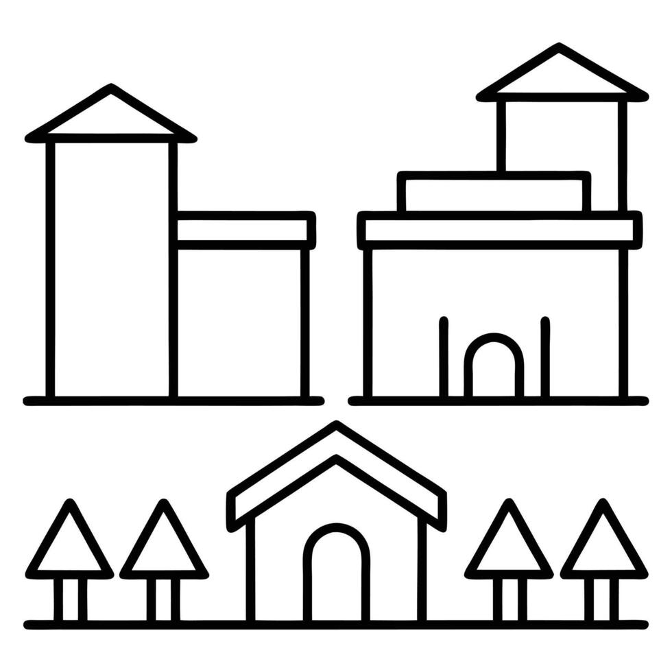 farmhouse line art design on a white background vector