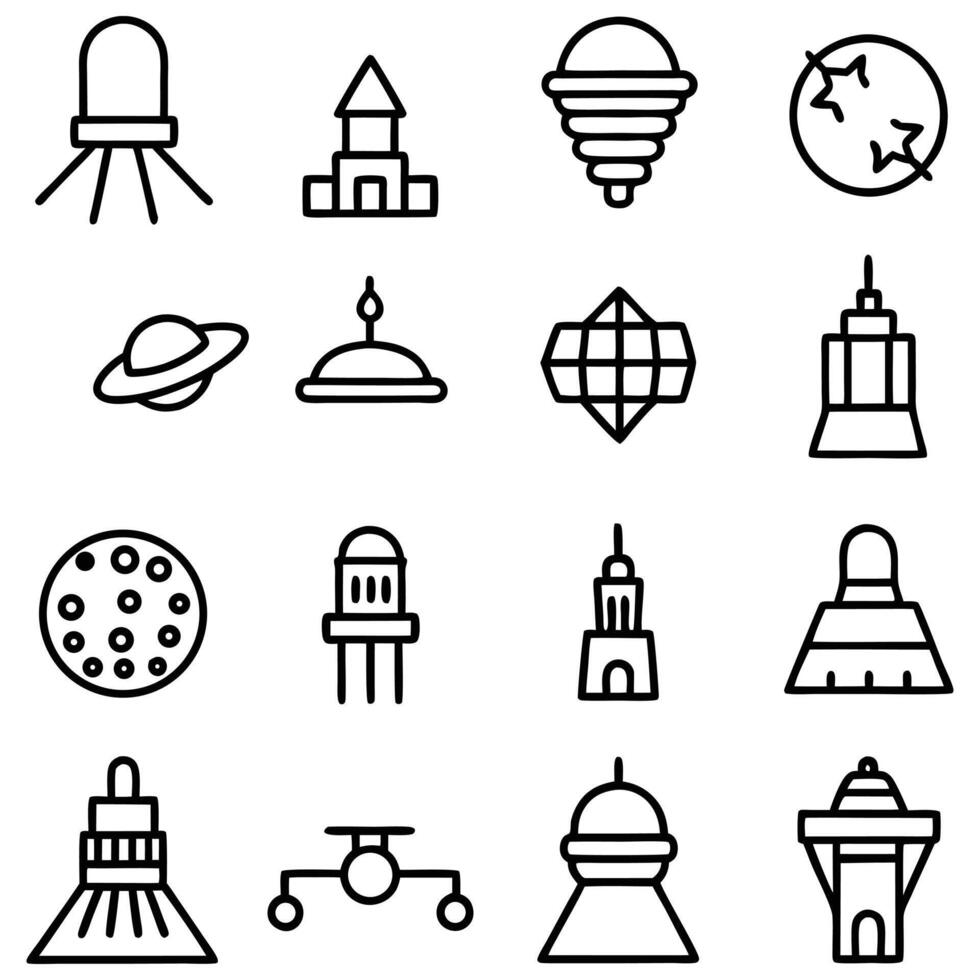 creative space station icons set design vector
