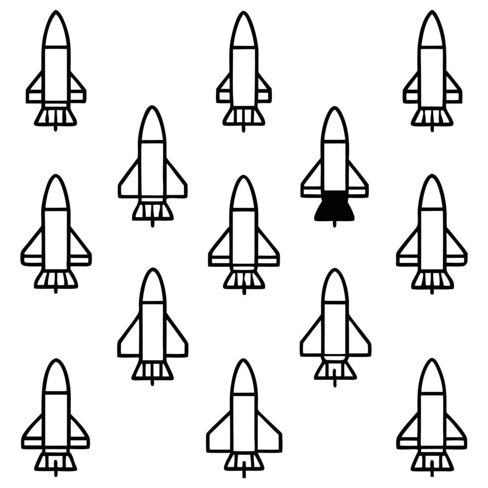 a set of rocket ships in a row vector