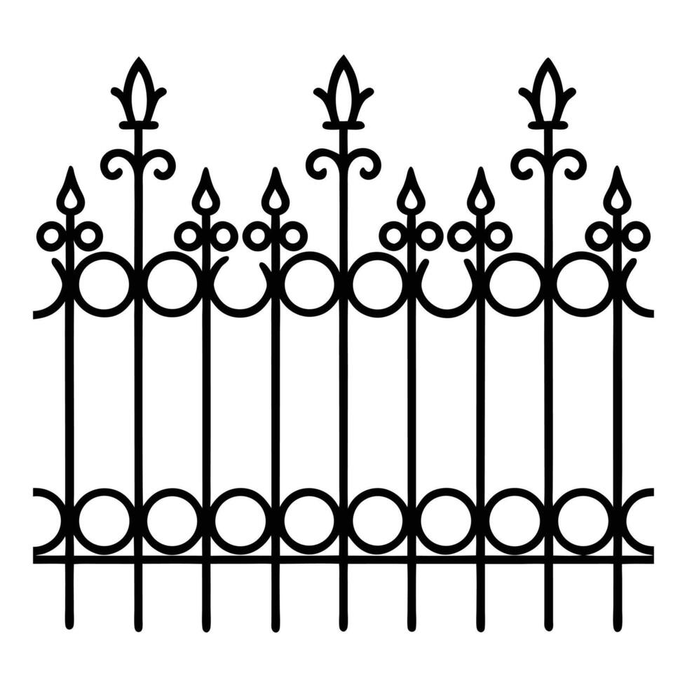 a black and white illustration of a fence design vector