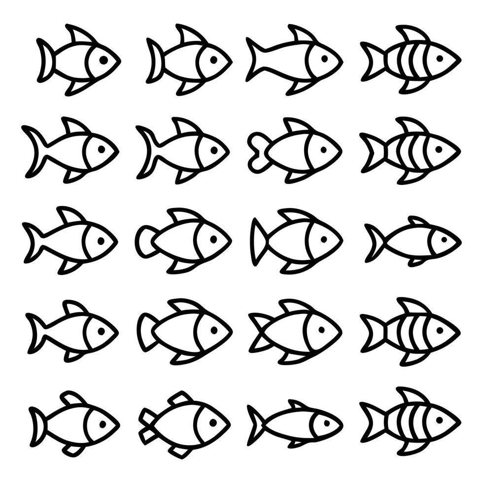 Set of Fish Icons vector